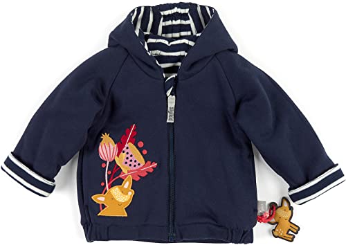 Sigikid Wattierte Wendejacke mit Kapuze Chaqueta Reversible, Azul/Blanco, 12 Meses para Bebés