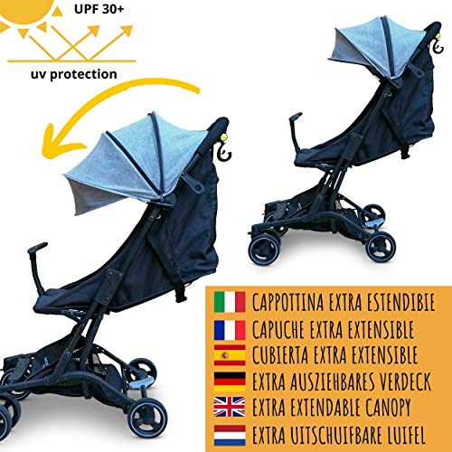 Silla de Paseo Piuma0+ Platinum Ultraligero 2.0 De Viaje Reclinable Súper Equipado de 3 meses hasta 25 Kg Plegable Cochecito Compacto y Carrito Ligero Cinturón de 5 Puntos, Se puede llevar en el Avión