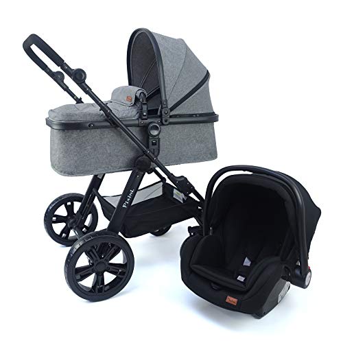 Silla de paseo Pixini Arizona 3 en 1, Trío, Niño, Silla de coche, Accesorios (Gris)