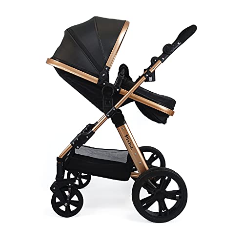 Silla de paseo Pixini Arizona 3 en 1, Trío, Niño, Silla de coche, Accesorios (Oro/Negro)