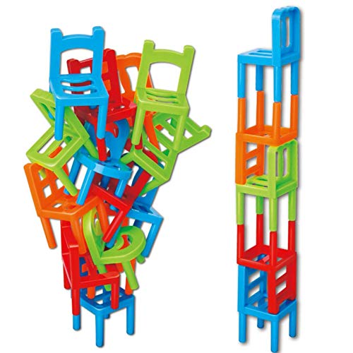 Sillas Apilables Juguetes,Bloques Apilables para Sillas - Juguetes De Equilibrio - Juego De Apilamiento De Torre, Sillas De Plástico Multicolor Juego De Equilibrio Multijugador Apilable