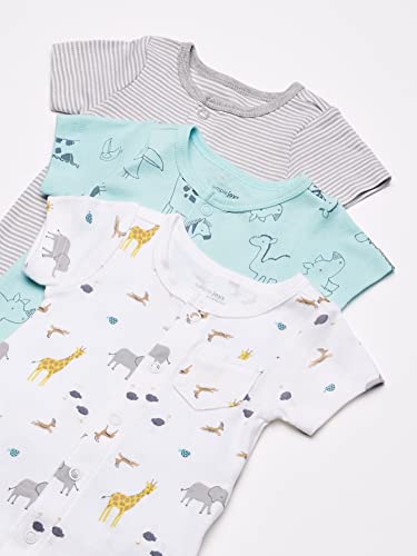 Simple Joys by Carter's 3-Pack Neutral Snap-up Rompers Mono, Jirafa/Estampado de Osos, 6-9 Meses, Pack de 3