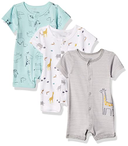 Simple Joys by Carter's 3-Pack Neutral Snap-up Rompers Mono, Jirafa/Estampado de Osos, 6-9 Meses, Pack de 3