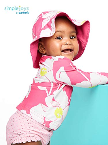 Simple Joys by Carter's 3-Piece Rashguard, Bottoms, and Hat Set Conjunto de Lycra, Rosa, Floral, 6-9 Meses