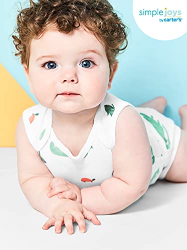 Simple Joys by Carter's 6-Pack Sleeveless Bodysuits Body, Camiones/Dinosaurio/Caimán, 6-9 Meses, Pack de 6