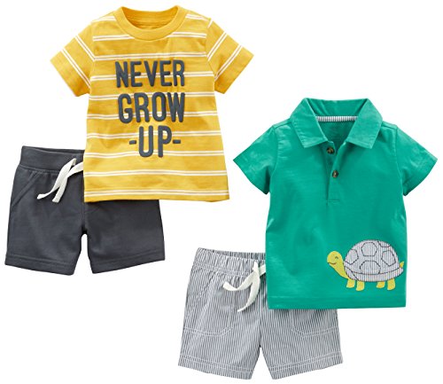 Simple Joys by Carter's - Bermuda - para bebé niño amarillo Yellow Stripe/Green Turtle Newborn