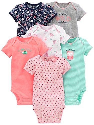 Simple Joys by Carter's - Body de manga corta para niña (6 unidades) ,rosado/menta ,0-3 Meses