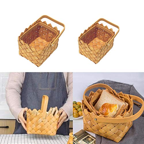 SJYDQ Cesta de Ratán Mesorería Willow Cesta de Picnic Camping Compras Almacenamiento Contenedor Fruta Almacenamiento Cestas Herramienta de Cocina