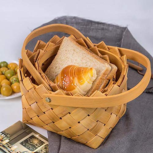 SJYDQ Cesta de Ratán Mesorería Willow Cesta de Picnic Camping Compras Almacenamiento Contenedor Fruta Almacenamiento Cestas Herramienta de Cocina