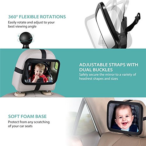 Skyeye Espejo Retrovisor Ajustable para Bebés de 360 Grados para Monitorear el Bebé del Automóvil, Adecuado para Asientos Infantiles Orientados hacia Atrás