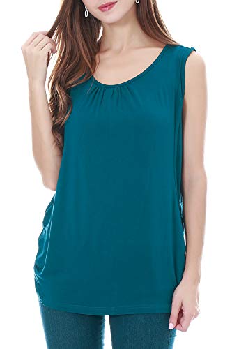 Smallshow Camiseta de Lactancia de Maternidad Ropa Enfermería de Lactancia sin Mangas para Mujer de Verano Teal XL