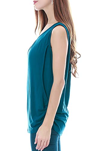 Smallshow Camiseta de Lactancia de Maternidad Ropa Enfermería de Lactancia sin Mangas para Mujer de Verano Teal XL