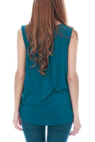 Smallshow Camiseta de Lactancia de Maternidad Ropa Enfermería de Lactancia sin Mangas para Mujer de Verano Teal XL