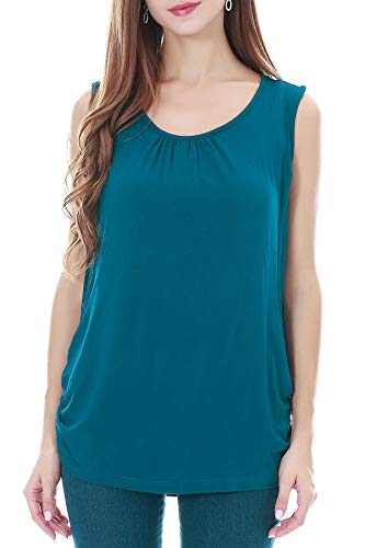 Smallshow Camiseta de Lactancia de Maternidad Ropa Enfermería de Lactancia sin Mangas para Mujer de Verano Teal XL