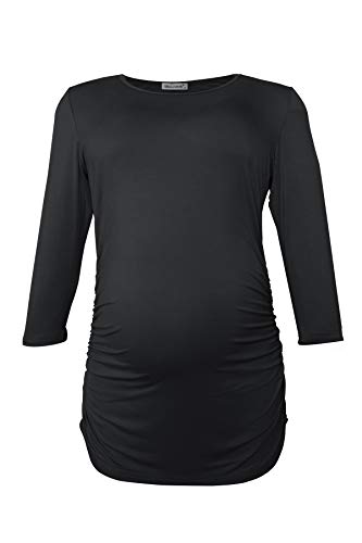 Smallshow Tops Maternidad para Mujeres con 3/4 de la Manga Fruncidos Ropa Embarazada Pack de 3,Black/Grey/Wine,L