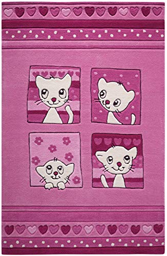 Smart Kids Kitty Cat Moderno Marca Alfombra, poliacrílico, Rosa, 170 x 110 x 1 cm