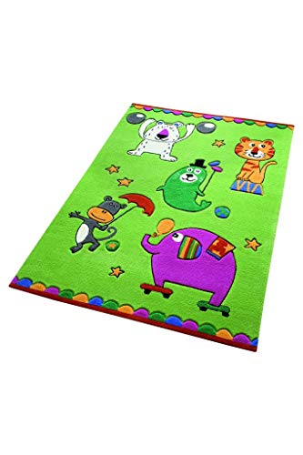 Smart Kids Little Artists Moderno Marca Alfombra, poliacrílico, Verde, 220 x 150 x 1 cm