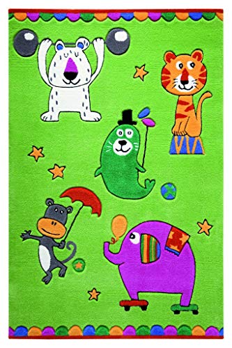 Smart Kids Little Artists Moderno Marca Alfombra, poliacrílico, Verde, 220 x 150 x 1 cm