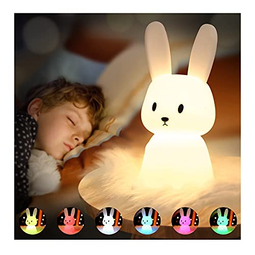 SOLIDEE Luz Nocturna Infantil Lampara Quitamiedos Infantil Lampara Bebe Con Carga USB y Conversión de 7 Colores Luz Función Temporizador Luz Noche Para Juguetes Niños Kawaii Decoración Habitación Niña