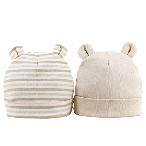 Sombrero de Beanie de algodón para bebé niñas y niños de recién Nacido 0-6 Meses Unisex Gorro Nudo de Las bebé de Esencial 3 Piezas or 2 Piezas