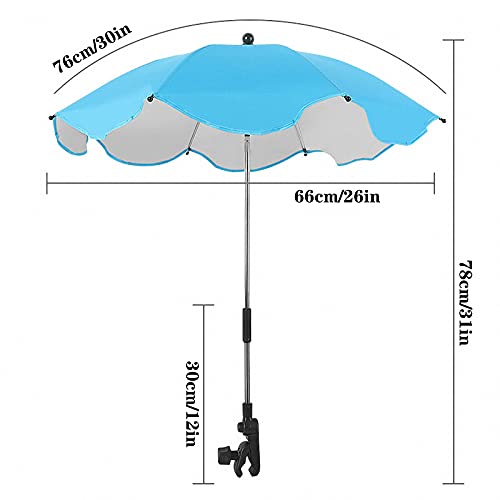 Sombrilla para Cochecito De Bebé con Abrazadera, Protección UV Ajustable De 360°, Sombrilla con Abrazadera UPF50+ con Dispositivo De Fijación De Clip, Adecuada para Cochecitos De Bebé,Negro