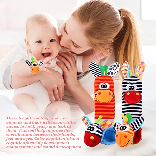 Sonajero Suave Para Bebés, Calcetines Para Bebés, Juguetes, Sonajero De Muñeca Y Buscador De Pies, Juego De Juguetes Educativos Para El Desarrollo Temprano, Regalo Para Bebés Recién Nacidos 0-18 Meses