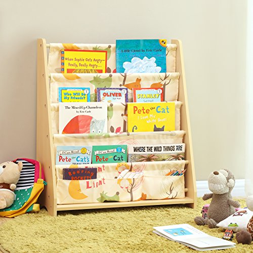 SONGMICS Estantería Infantil, Estantería para niños, con 4 Estantes para Libros y Juguetes, Ideal para Habitaciones Infantiles, guardería, Madera de Arce GKR71YL