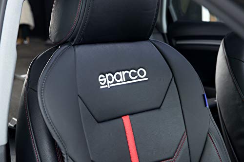 Sparco 1 Respaldo Universal de Asiento para Coche Modelo, Negro/Rojo (Ferrara)