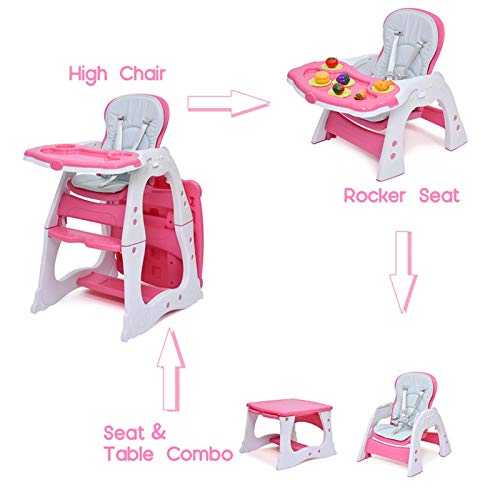 spihig Trona 3 En 1 para Bebé, Trona Y Silla para Bebé Y Juego De Asientos con Bandeja De Comedor Ajustable De 3 Posiciones, Respaldo De 3 Posiciones Y Cinturón De Seguridad De 5 Puntos