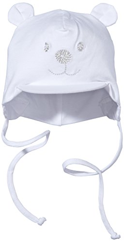 Sterntaler Gorra unisex con visera y cinta para el cuello con bonito motivo de oso, Edad: 4-5 meses, Tamaño: 41, Blanco