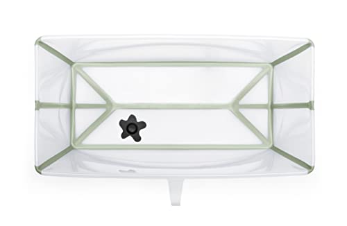 STOKKE® Flexi Bath® XL - Bañera grande para bebés, niños pequeños y niños, extremadamente ligera y plegable, color: XL transparente verde