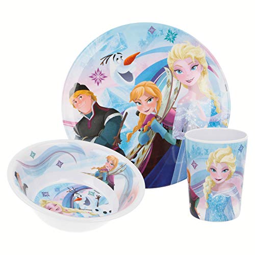 Stor 17990 SET MELAMINA 3 PCS. (PLATO, CUENCO Y VASO) FROZEN IRIDESCENT AQUA, multicolor