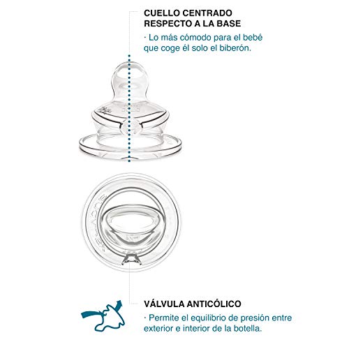 Suavinex 307127 Biberón Tetina Anatómica de Silicona Flujo Denso, para Bebés +6 Meses, Beige, 360Mililitros