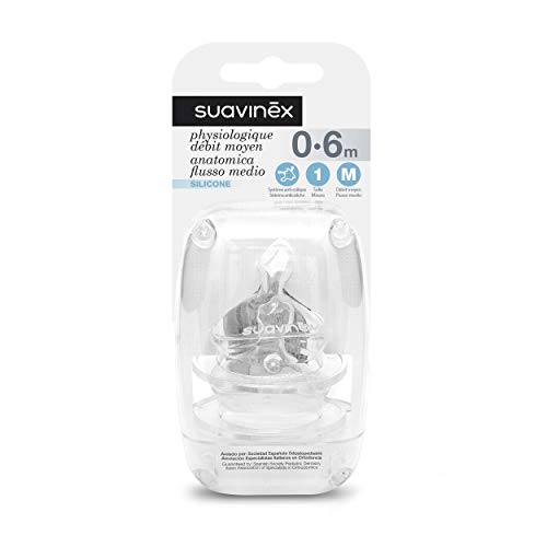 Suavinex Debit Moyen - Conjunto de 2 chupetes de silicona (0 a 6 meses)