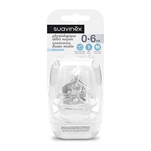 Suavinex Debit Moyen - Conjunto de 2 chupetes de silicona (0 a 6 meses)