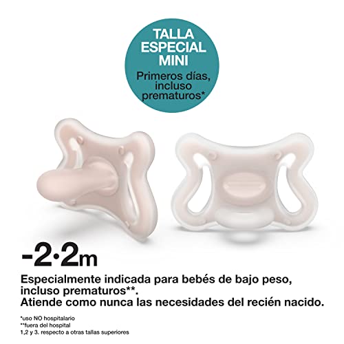 SUAVINEX Mini chupete Zero Zero para bebés con tetina Simmétrica SX Pro, de -2 a 2 meses, 1 unidad, Rosa