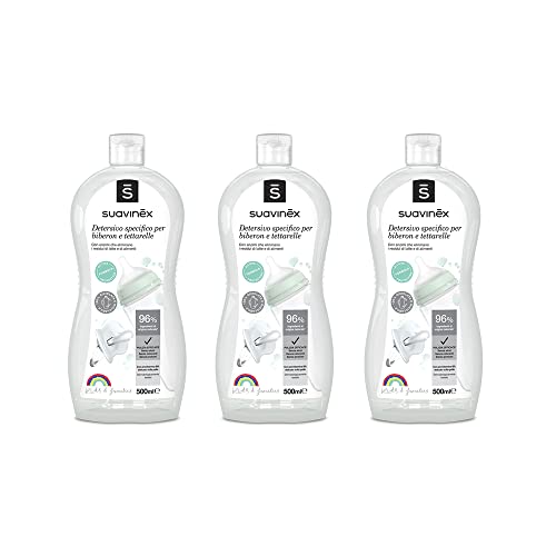 Suavinex Multipack - Limpiador para biberones y tetinas sin perfume ni residuos, 3 x 500 ml