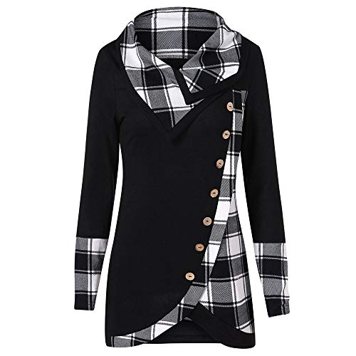 Sudadera con Capucha Tumblr Mujer Moda Manga Larga Casual Impresión Cuadros Otoño Invierno Jersey Mujer Primavera Blusa Tops Tumblr Suéter Largo Ropa Mujer Rebajas Camiseta Abrigo vpass