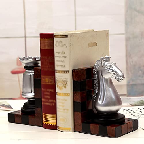 Sujetalibros Extremos De Libros Creative Chess Horse Model Wookends European Style Resin Book Termina adornos Inicio Oficina Estudio Decoración Bookend Artesanías divisor de libros tapones de libros