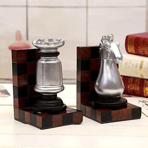 Sujetalibros Extremos De Libros Creative Chess Horse Model Wookends European Style Resin Book Termina adornos Inicio Oficina Estudio Decoración Bookend Artesanías divisor de libros tapones de libros