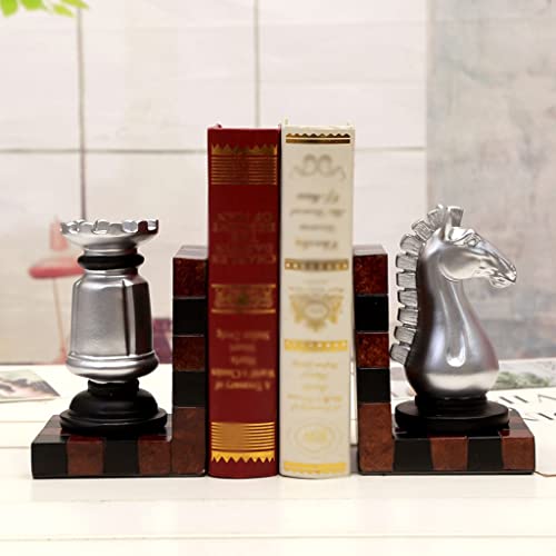 Sujetalibros Extremos De Libros Creative Chess Horse Model Wookends European Style Resin Book Termina adornos Inicio Oficina Estudio Decoración Bookend Artesanías divisor de libros tapones de libros