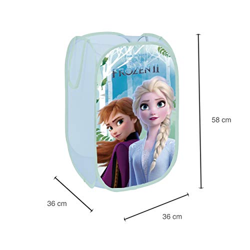 Superdiver Cesta Plegable Infantil de Tela con Asas - Motivo Disney Frozen 2 I Cubos Organizador para Ropa y Juguetes (58x36x36) Cuarto de Niños I Contenedor Habitacion Niñas I Cesto Dormitorio Bebe