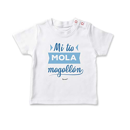 SUPERMOLON Camiseta bebé Mi tío mola mogollón Blanco 1-2 años