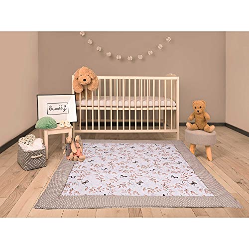 SWADDYL ® Manta de bebe para arroparlo y para gatear I alfombra de bebe para jugar, Parque bebe (100x100) Mariposa Beige