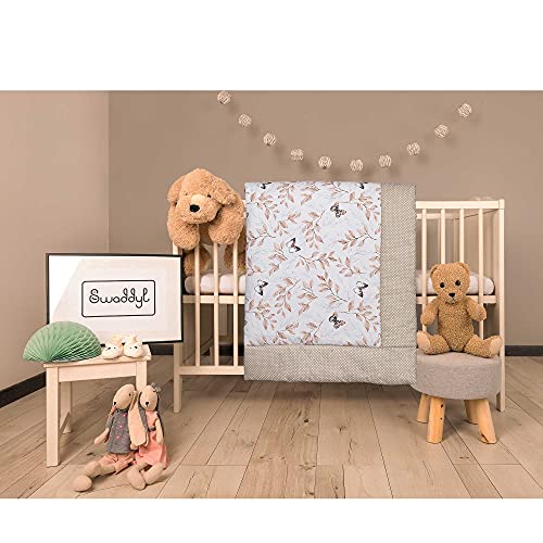 SWADDYL ® Manta de bebe para arroparlo y para gatear I alfombra de bebe para jugar, Parque bebe (100x100) Mariposa Beige