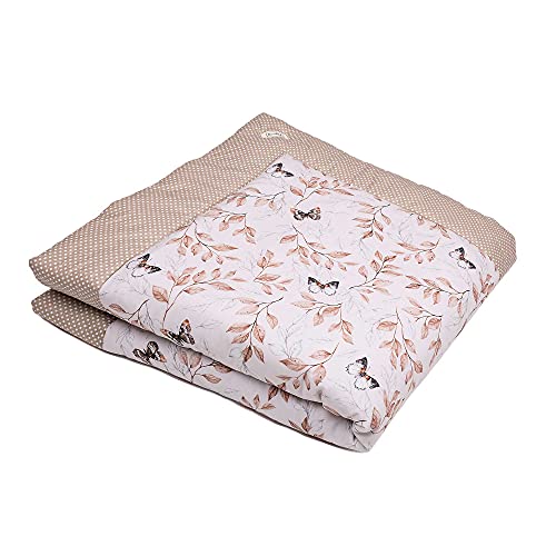 SWADDYL ® Manta de bebe para arroparlo y para gatear I alfombra de bebe para jugar, Parque bebe (100x100) Mariposa Beige