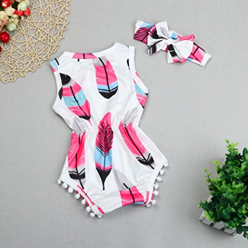 Switchali Vestido Nina, Infantil Recién Nacido Bebe Nina Verano sin Mangas Romper Chica Moda Mono Floral Jumpsuit Casual Ropa para Ninas Playa + Bowknot Venda Barato 0~18 Meses (80 (6~12meses))