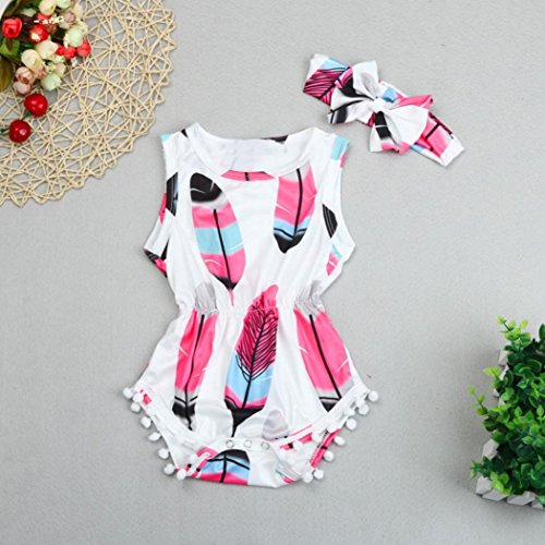 Switchali Vestido Nina, Infantil Recién Nacido Bebe Nina Verano sin Mangas Romper Chica Moda Mono Floral Jumpsuit Casual Ropa para Ninas Playa + Bowknot Venda Barato 0~18 Meses (80 (6~12meses))