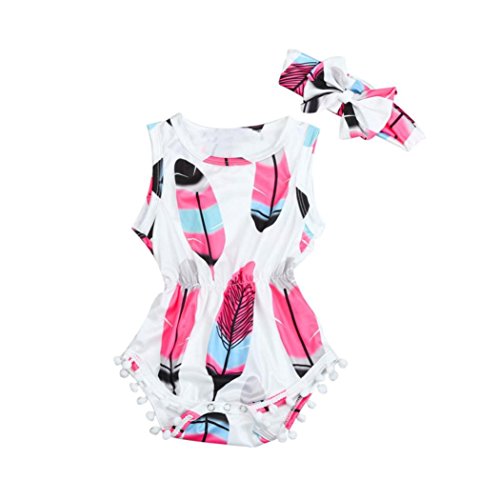 Switchali Vestido Nina, Infantil Recién Nacido Bebe Nina Verano sin Mangas Romper Chica Moda Mono Floral Jumpsuit Casual Ropa para Ninas Playa + Bowknot Venda Barato 0~18 Meses (80 (6~12meses))