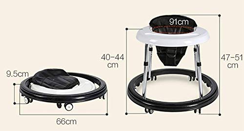 SZNWJ ygqtbc Caminar Andador-Plegable del bebé Walker Multifuncional Anti Rollover Plegable de Aprendizaje de Coches de Juguete de Coche de bebé de Carga máxima de 18 kg (Color : Black)